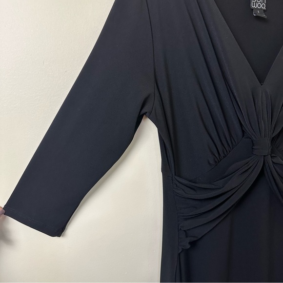 Clara Sun Woo Crossover Fit & Flare Black 3/4 Sleeve Dress Size Large - Picture 3 of 6